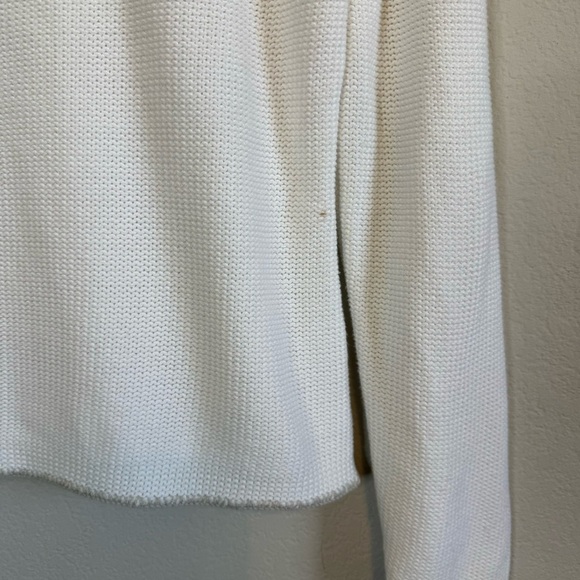 TWH Winter White Tan V Neck Long Sleeve Knit Pullover Sweater Top Size Medium - Picture 4 of 9